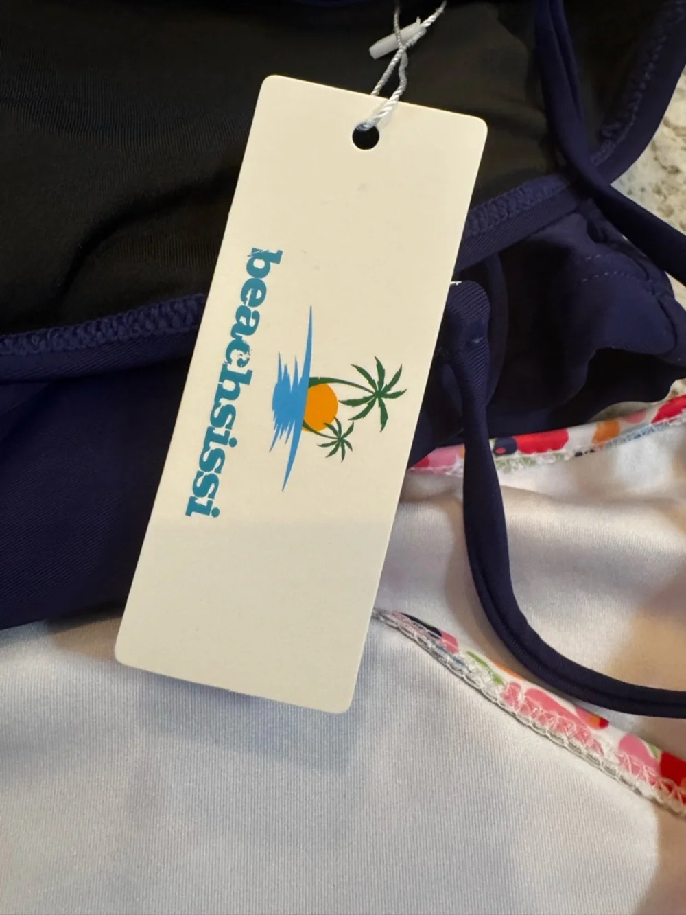 Navy Tankini Top with Multicolor Floral Bikini Bottoms‎ - Women's Swim Set